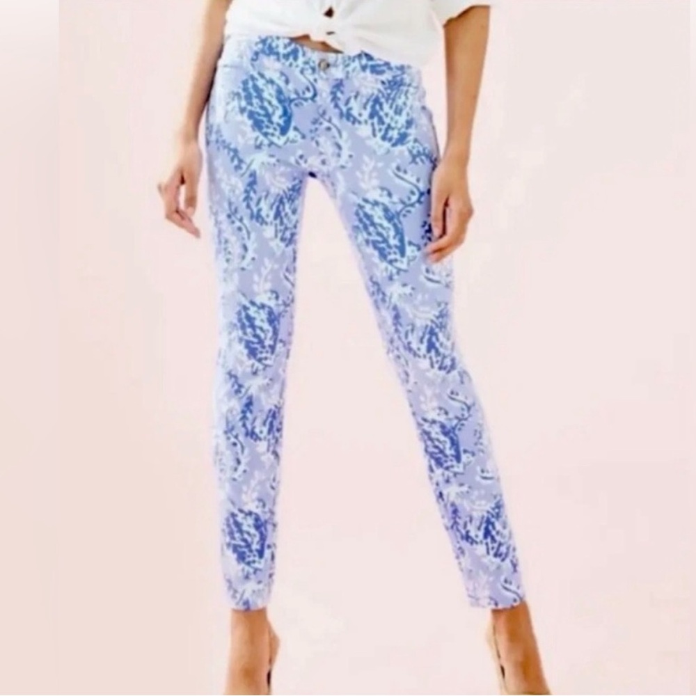 Lilly Pulitzer Kelly Knit Skinny Ankle Pant Blue Peri Turtley Awesome Size 4